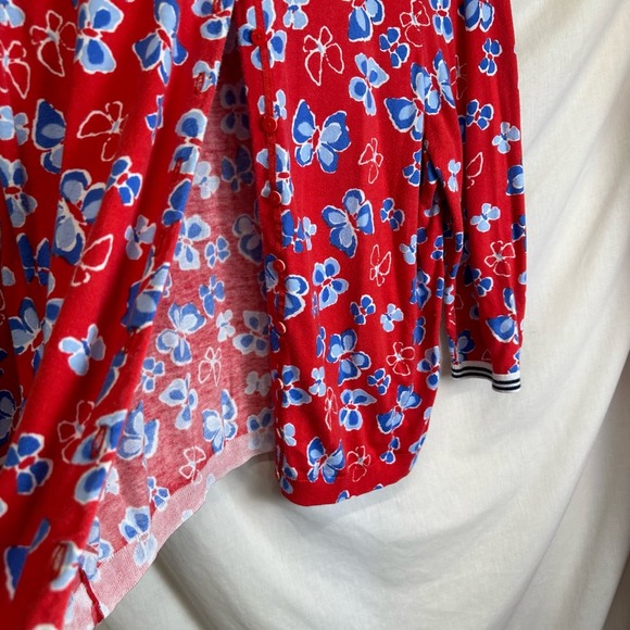 Talbots Floral Cardigan Women’s XL Red 3/4‎ Sleeve Retro 90’s Inspired Y2k - Picture 3 of 11